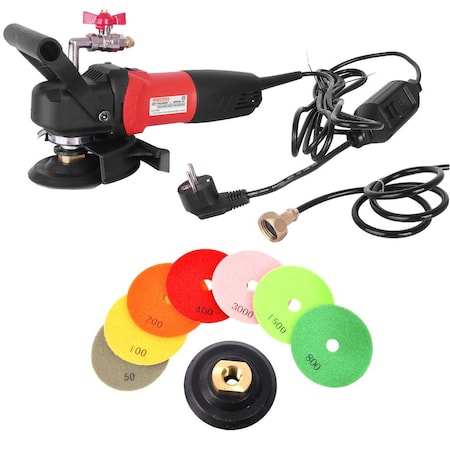 Hardin 4 Inch 220V Variable Speed Wet Polisher and Grinder and 8 pc 5 Inch Diamond Polishing Pad Set WV5GRIN220